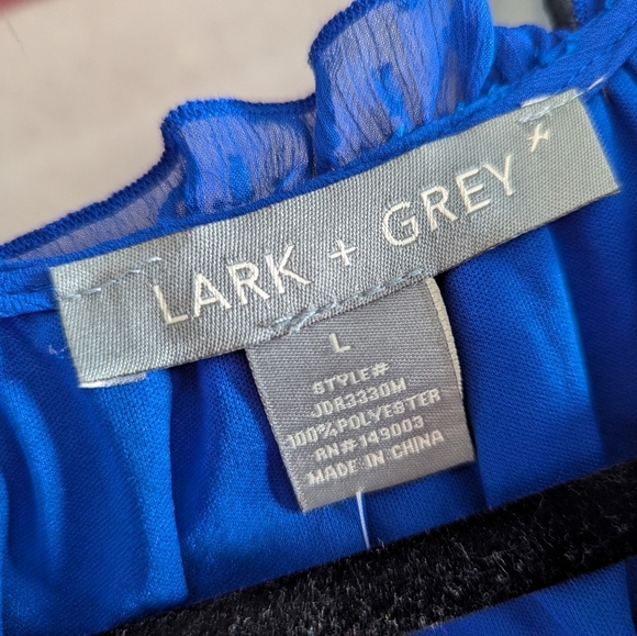 NWT Royal Blue Tent Dress with Swiss Dot Details V Neck - Picture 2 of 3